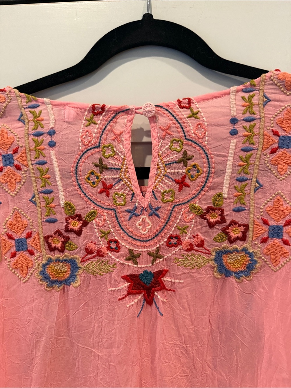 Johnny Was Pink Embroidered Floral Tunic - Picture 7 of 9